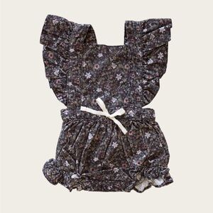 Jamie Kay Floral Ruffle Dress - Black and White